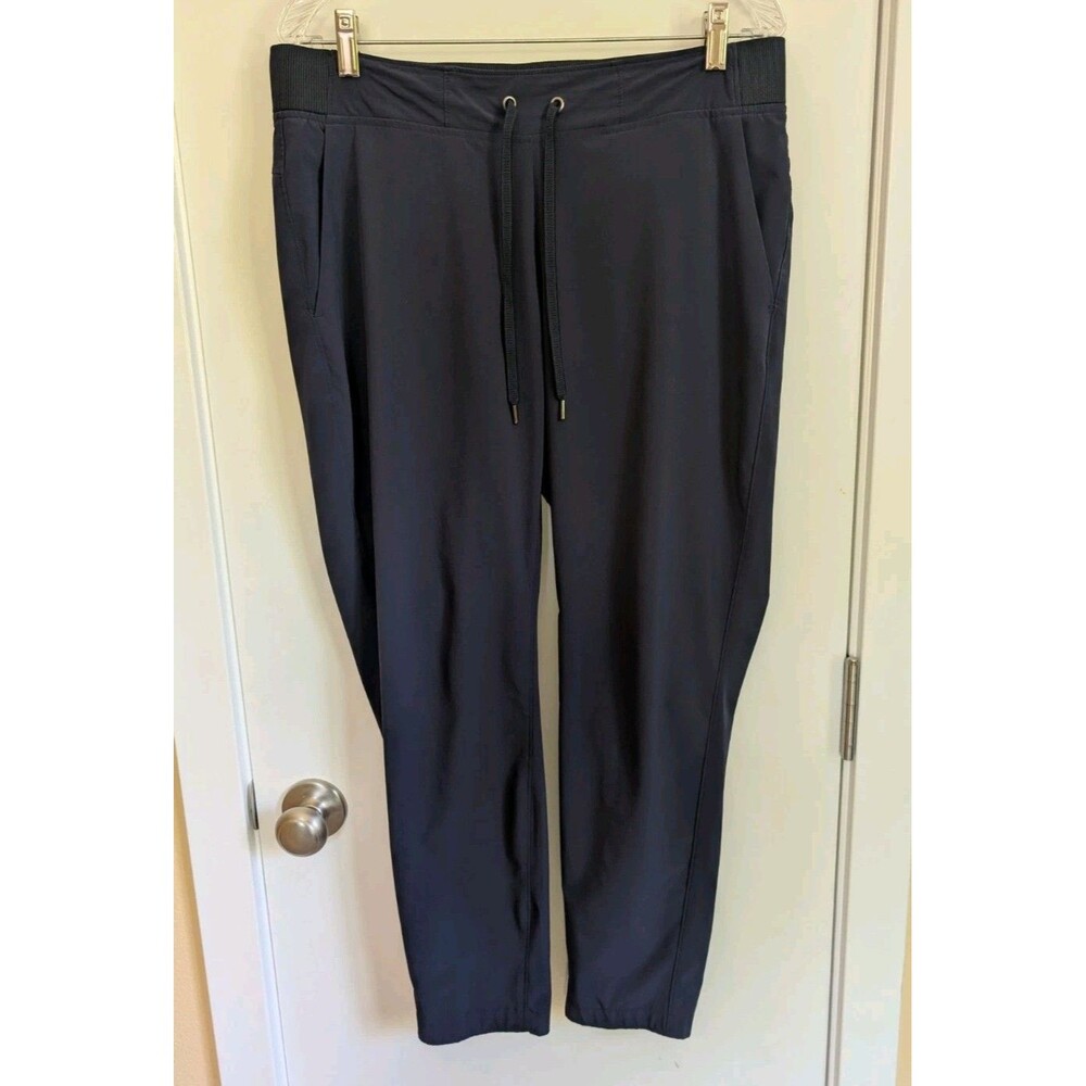 Athleta Midtown Ankle Pants Womens 12 Navy Blue Joggers Office Errands Athletic